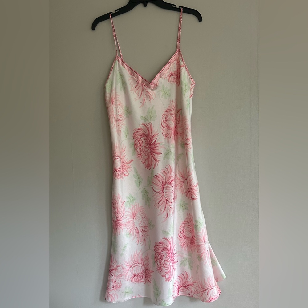 VTG Y2K Pastel Floral Satin Bias Slip Dress Fairy Coquette Romantic Lingerie S - Picture 3 of 9